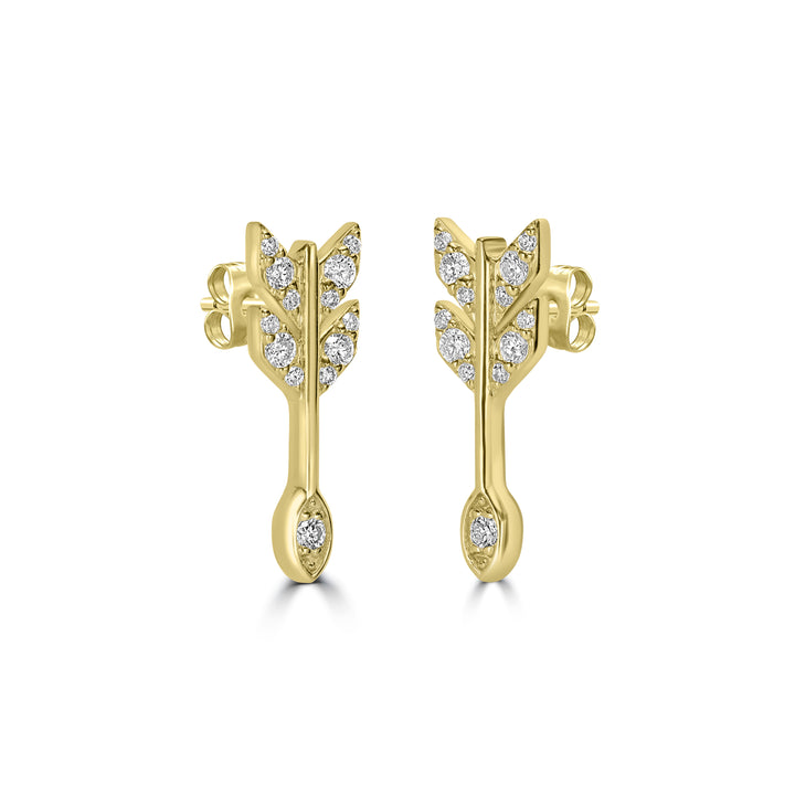 0.24 Cts White Diamond Earring in 14K Yellow Gold