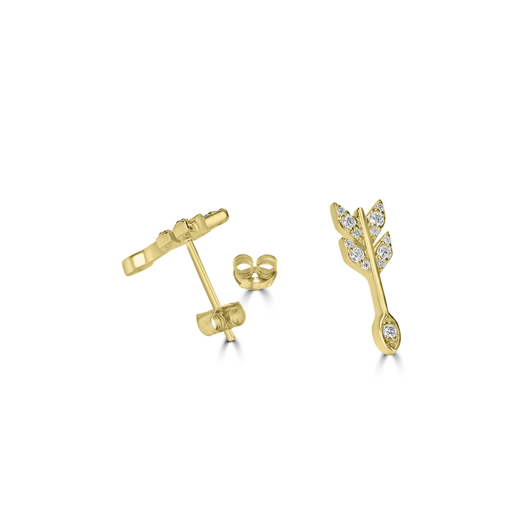 0.24 Cts White Diamond Earring in 14K Yellow Gold
