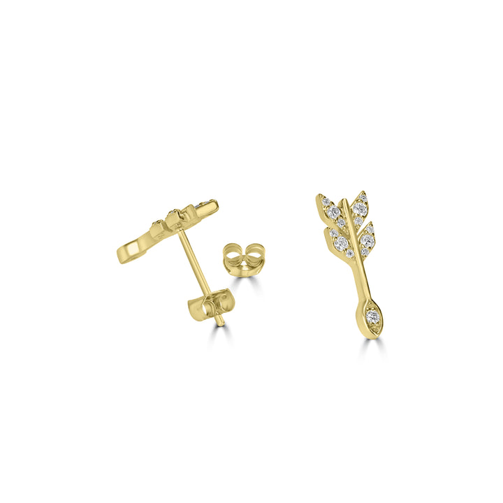 0.24 Cts White Diamond Earring in 14K Yellow Gold