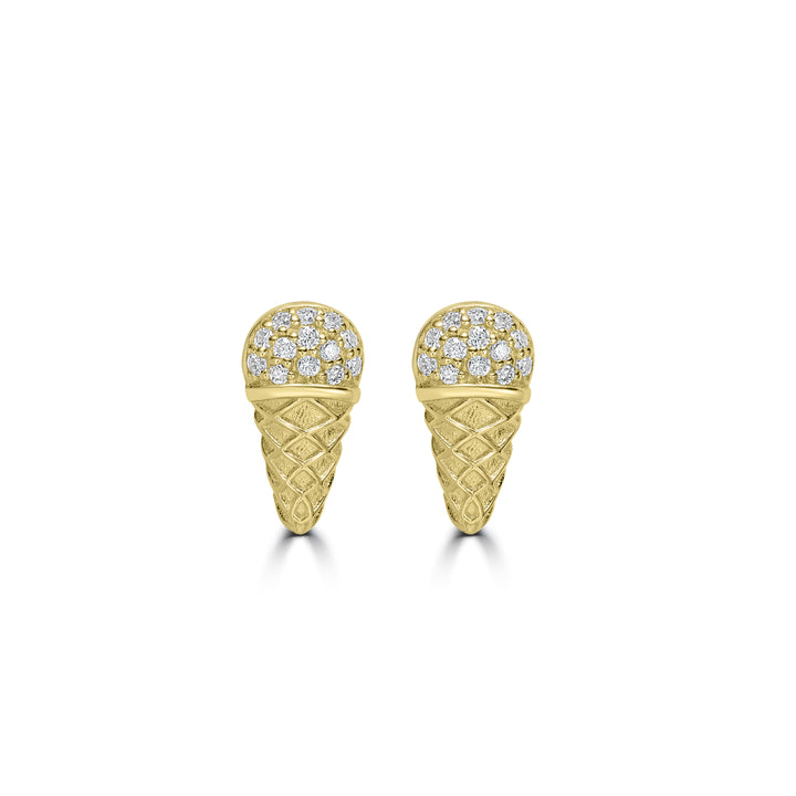 0.11 Cts White Diamond Earring in 14K Yellow Gold