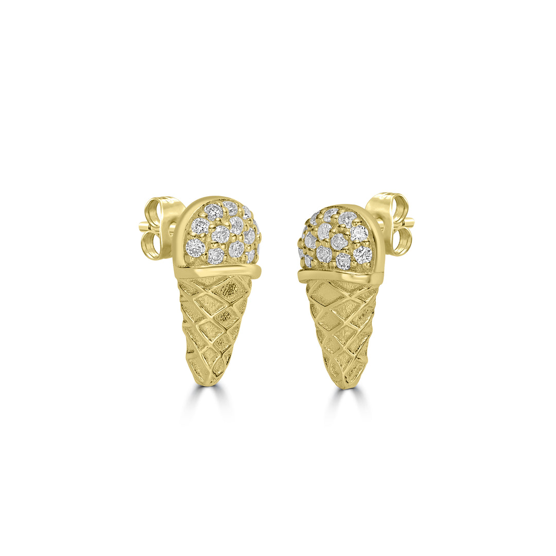 0.11 Cts White Diamond Earring in 14K Yellow Gold