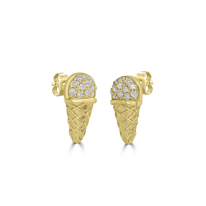 0.11 Cts White Diamond Earring in 14K Yellow Gold
