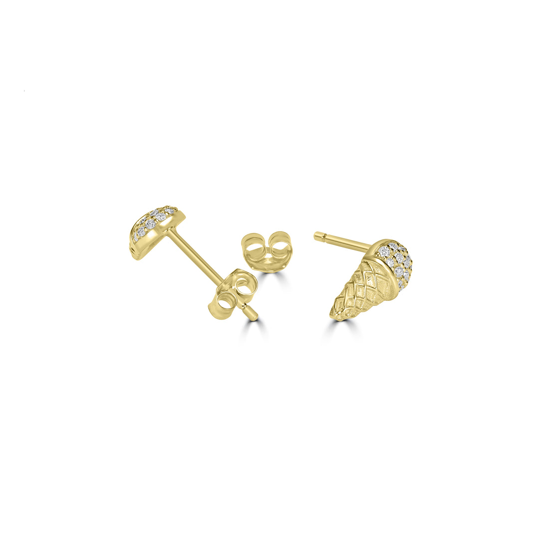 0.11 Cts White Diamond Earring in 14K Yellow Gold