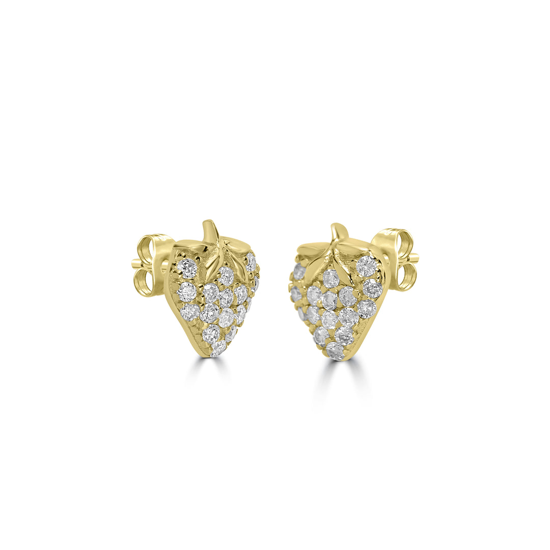 0.13 Cts White Diamond Earring in 14K Yellow Gold