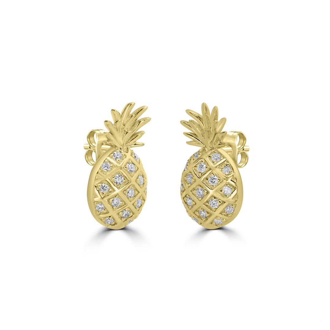 0.16 Cts White Diamond Earring in 14K Yellow Gold