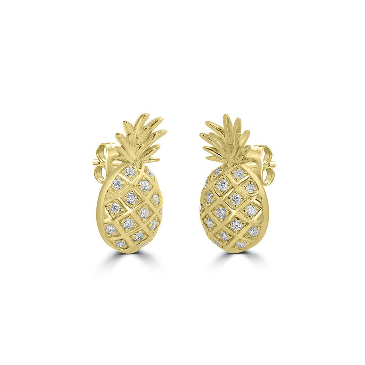 0.16 Cts White Diamond Earring in 14K Yellow Gold