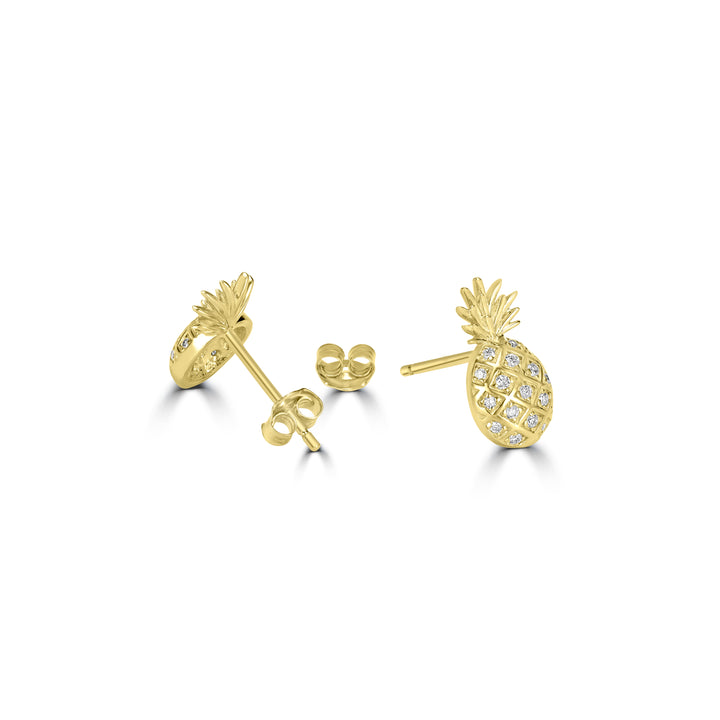 0.16 Cts White Diamond Earring in 14K Yellow Gold
