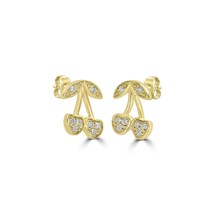 0.08 Cts White Diamond Earring in 14K Yellow Gold