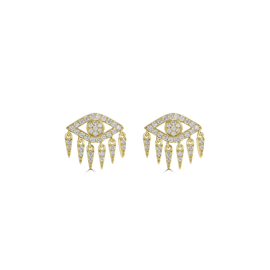 0.42 Cts White Diamond Earring in 14K Yellow Gold