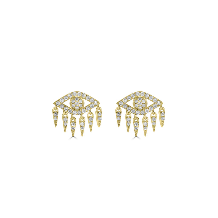 0.42 Cts White Diamond Earring in 14K Yellow Gold