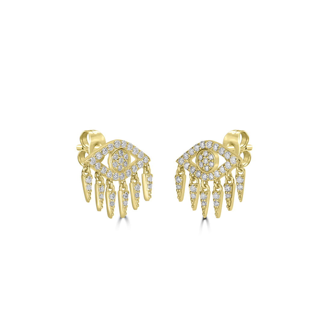 0.42 Cts White Diamond Earring in 14K Yellow Gold