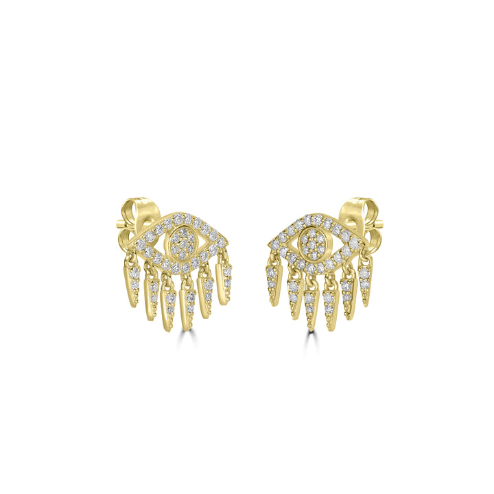 0.42 Cts White Diamond Earring in 14K Yellow Gold
