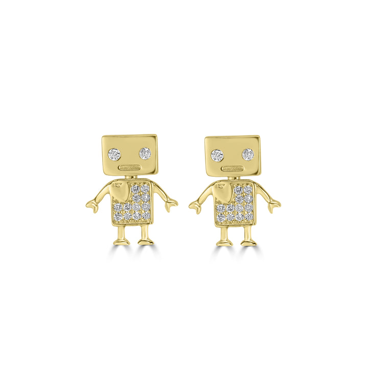 0.12 Cts White Diamond Earring in 14K Yellow Gold