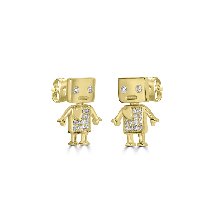 0.12 Cts White Diamond Earring in 14K Yellow Gold