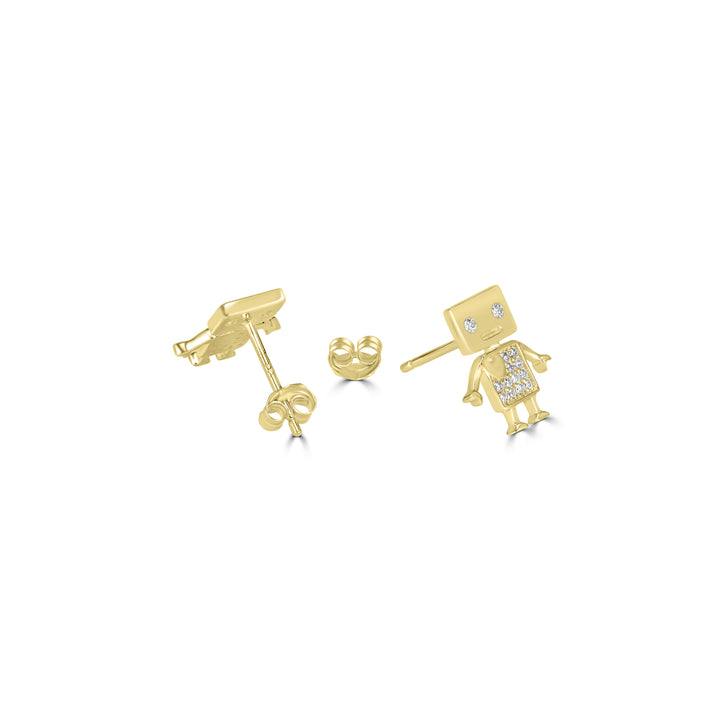 0.12 Cts White Diamond Earring in 14K Yellow Gold