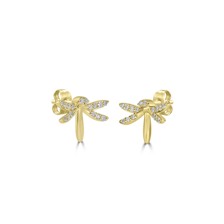 0.14 Cts White Diamond Earring in 14K Yellow Gold