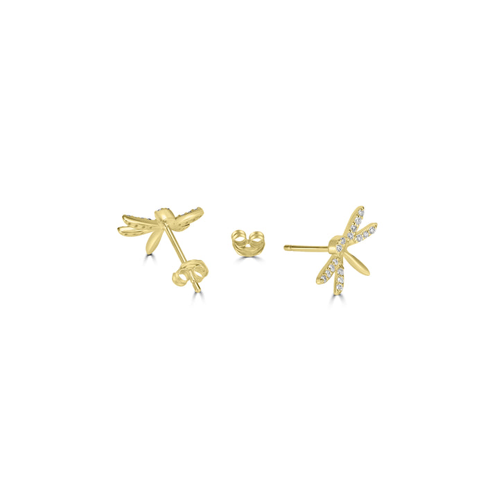 0.14 Cts White Diamond Earring in 14K Yellow Gold