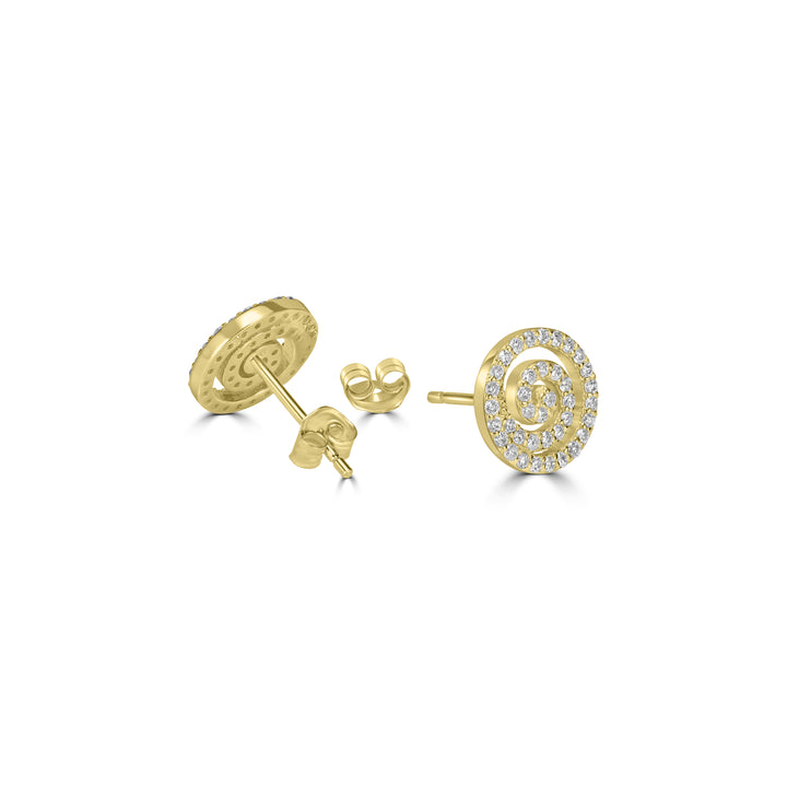 0.39 Cts White Diamond Earring in 14K Yellow Gold