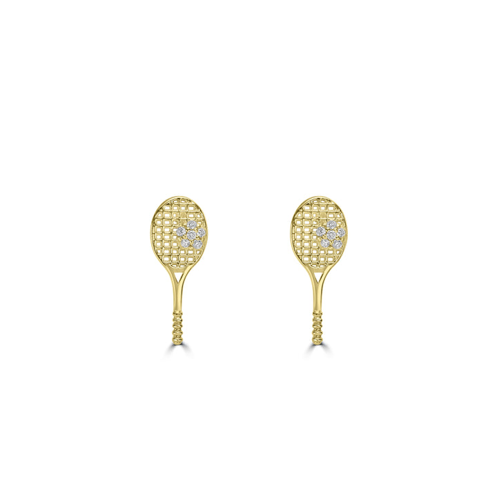 0.06 Cts White Diamond TENNIS Earring in 14K Yellow Gold