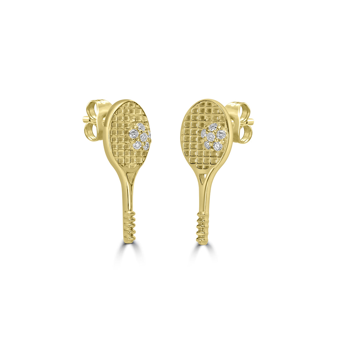 0.06 Cts White Diamond TENNIS Earring in 14K Yellow Gold