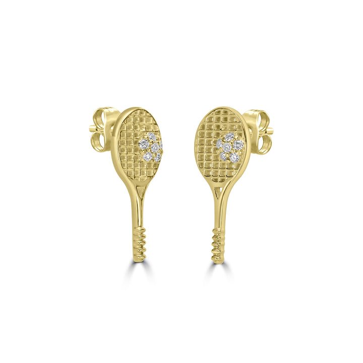 0.06 Cts White Diamond TENNIS Earring in 14K Yellow Gold