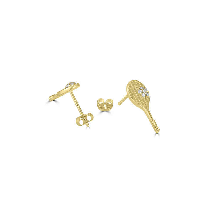 0.06 Cts White Diamond TENNIS Earring in 14K Yellow Gold