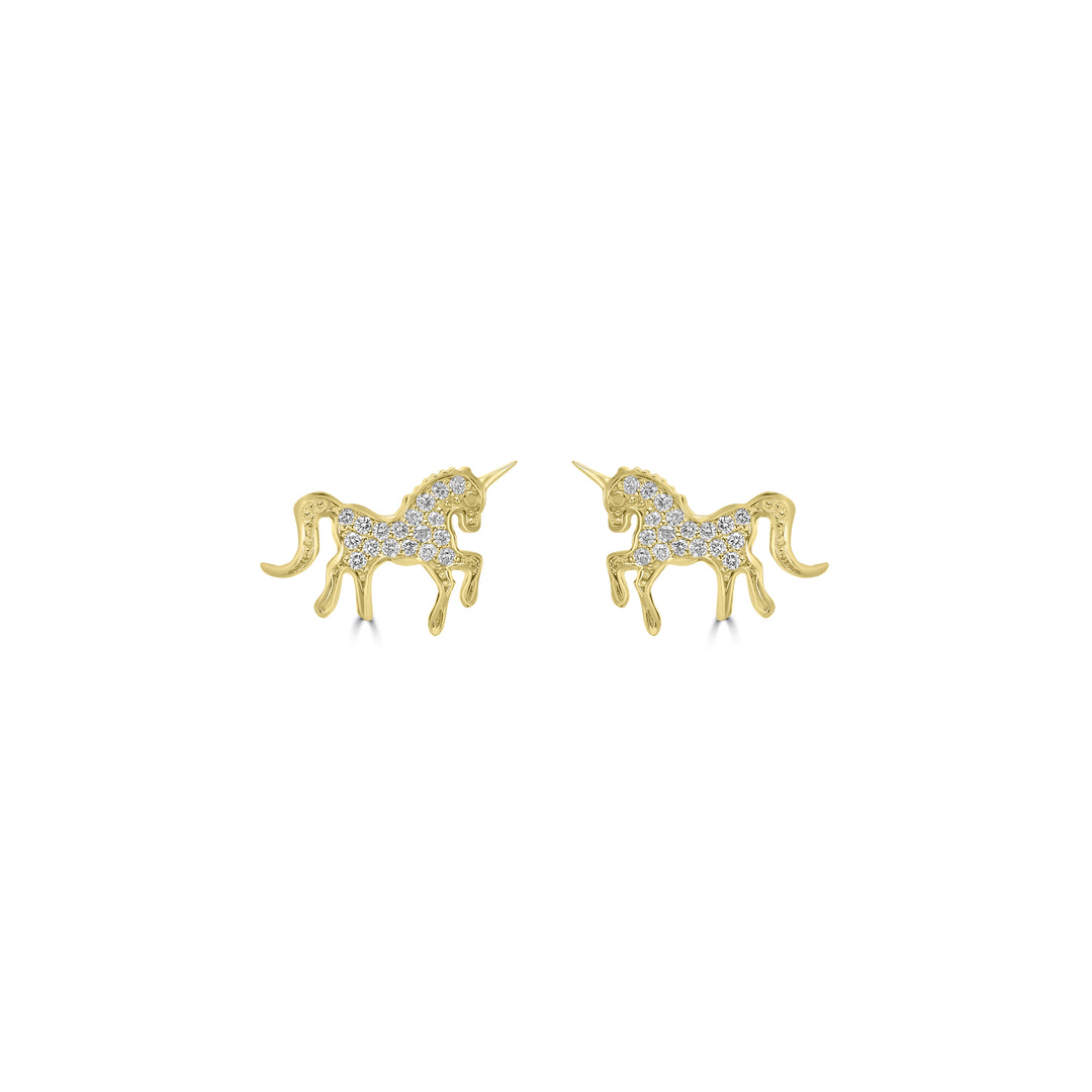 0.15 Cts White Diamond Earring in 14K Yellow Gold