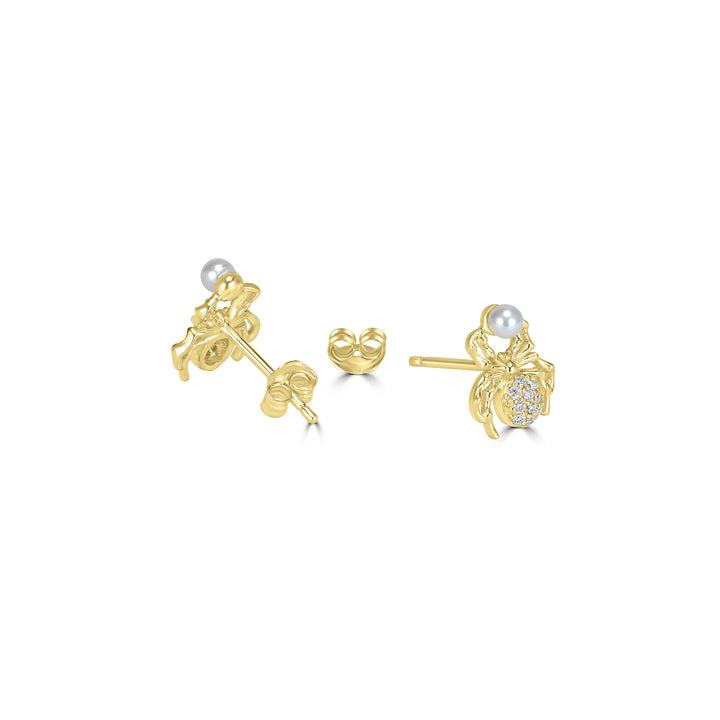 0.33 Cts White Diamond Earring in 14K Yellow Gold