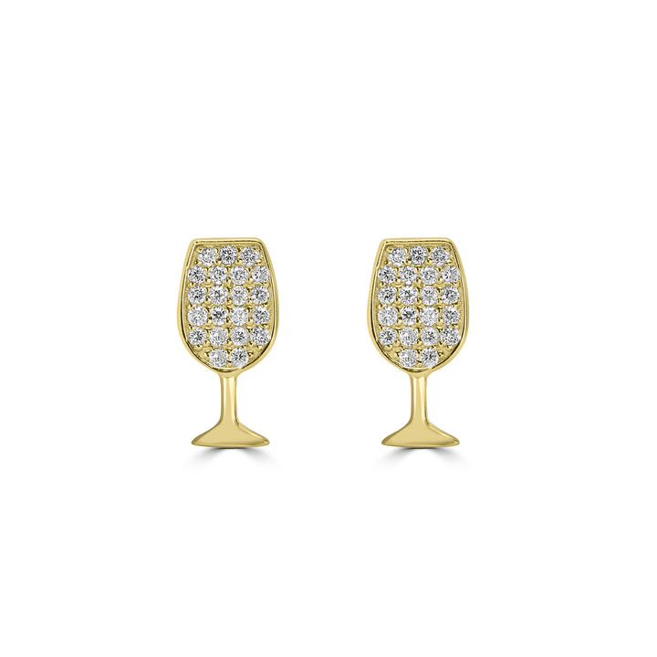 0.18 Cts White Diamond Earring in 14K Yellow Gold