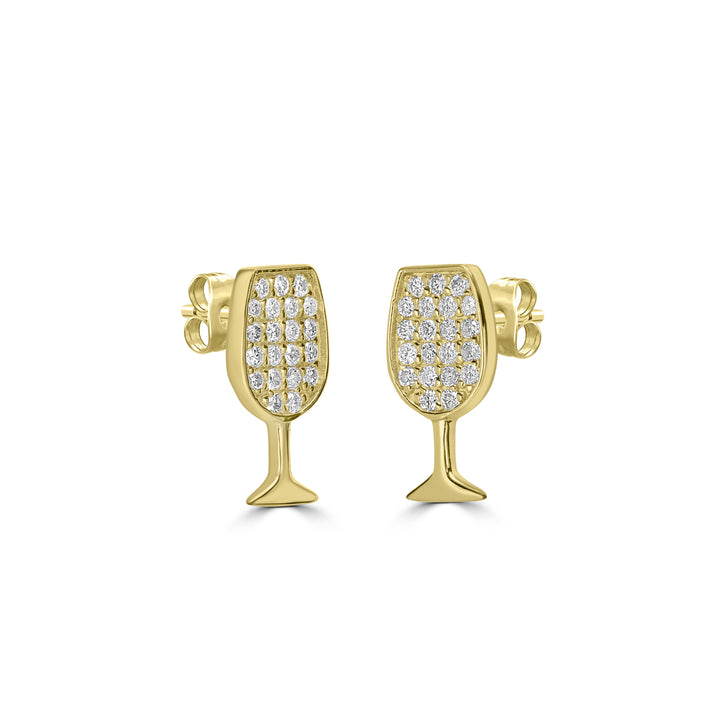 0.18 Cts White Diamond Earring in 14K Yellow Gold