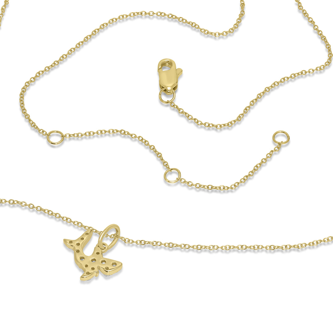 0.14 Cts White Diamond FISH Pendant in 14K Yellow Gold