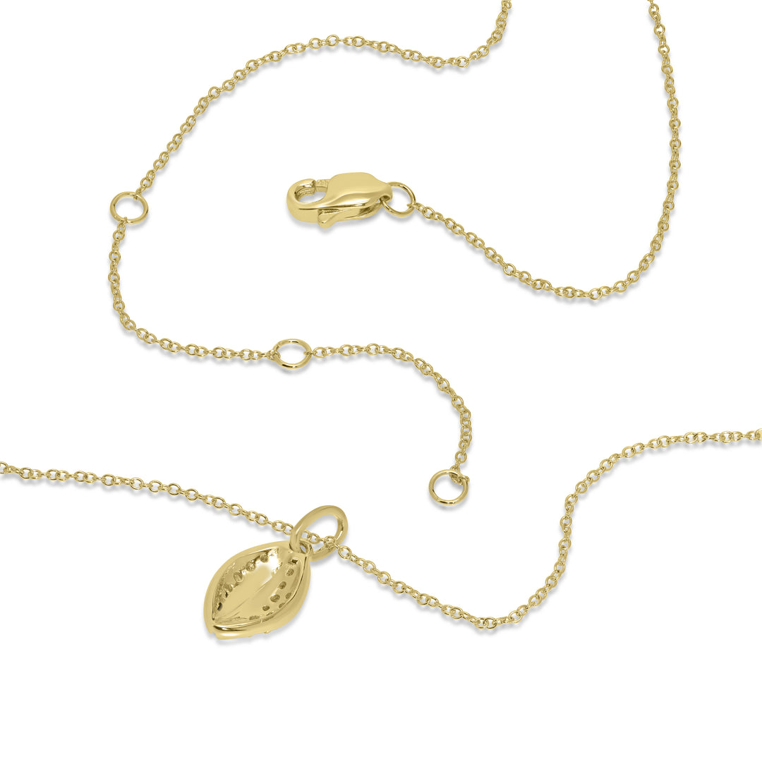 0.10 Cts White Diamond ESPRESSO BEAN Pendant in 14K Yellow Gold