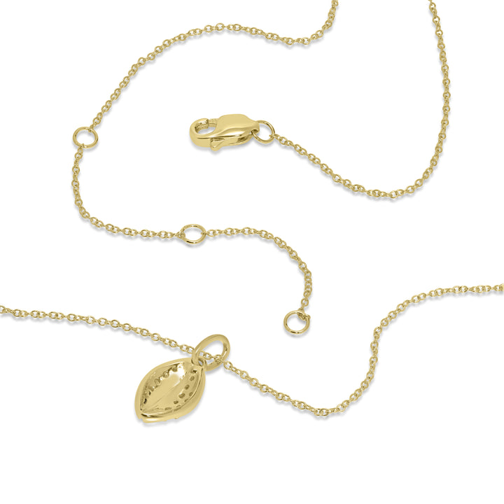 0.10 Cts White Diamond ESPRESSO BEAN Pendant in 14K Yellow Gold