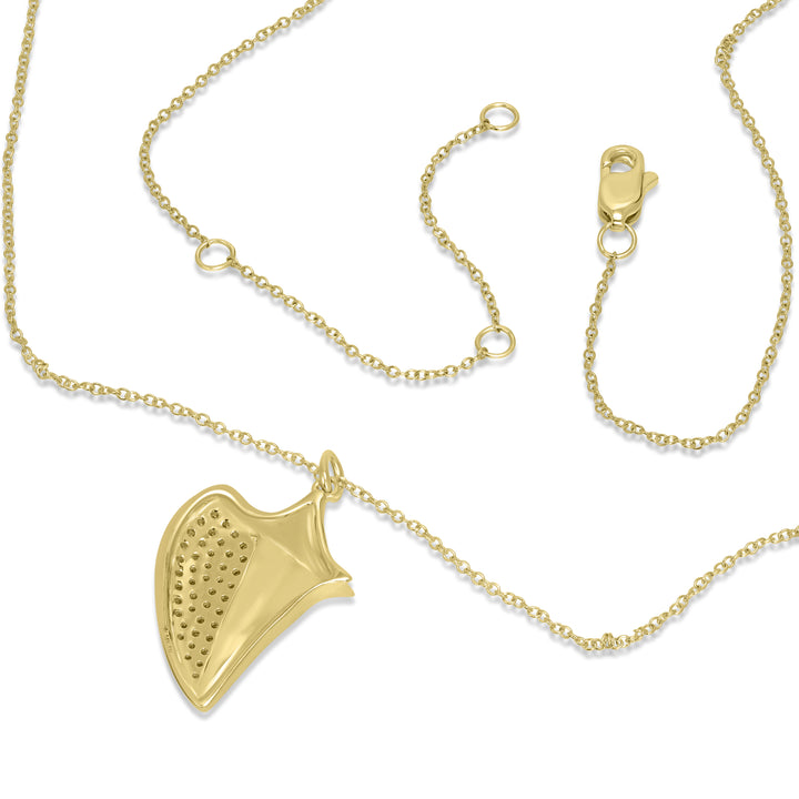 0.21 Cts White Diamond WHELK SHELL Pendant in 14K Yellow Gold
