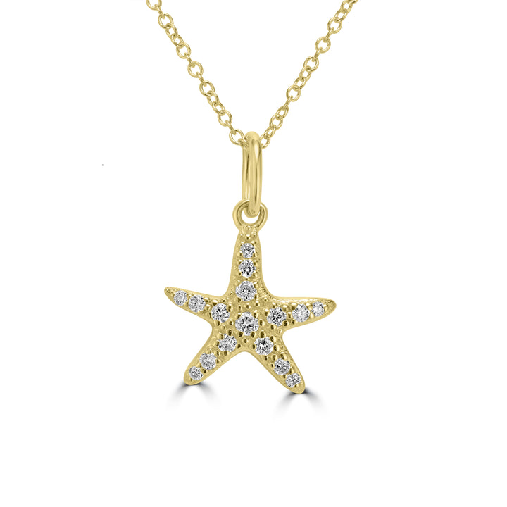 0.10 Cts White Diamond Pendant in 14K Yellow Gold