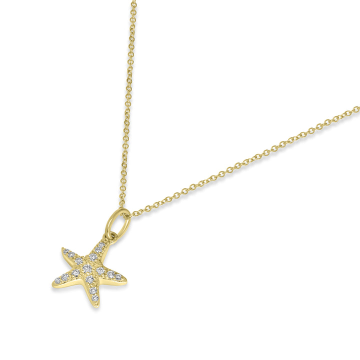 0.10 Cts White Diamond Pendant in 14K Yellow Gold