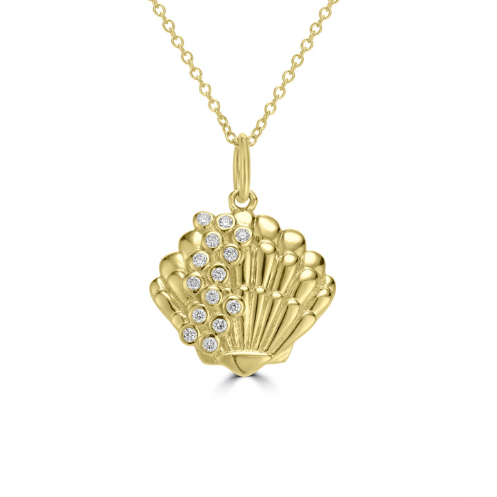 0.07 Cts White Diamond Pendant in 14K Yellow Gold