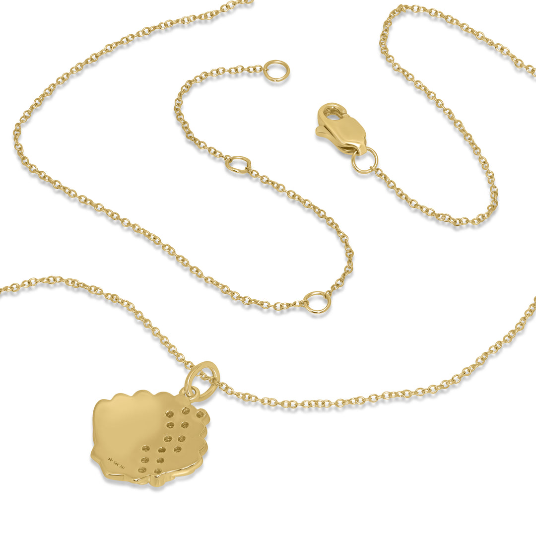 0.07 Cts White Diamond SHELL Pendant in 14K Yellow Gold