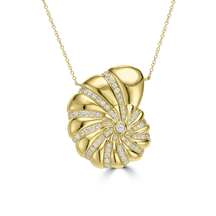 0.46 Cts White Diamond ROUND Pendant in 14K Yellow Gold