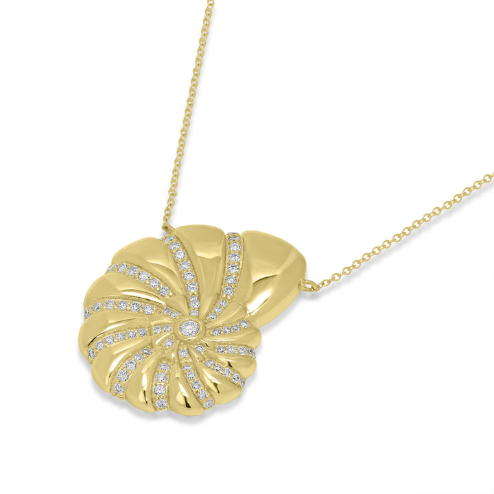 0.46 Cts White Diamond ROUND Pendant in 14K Yellow Gold