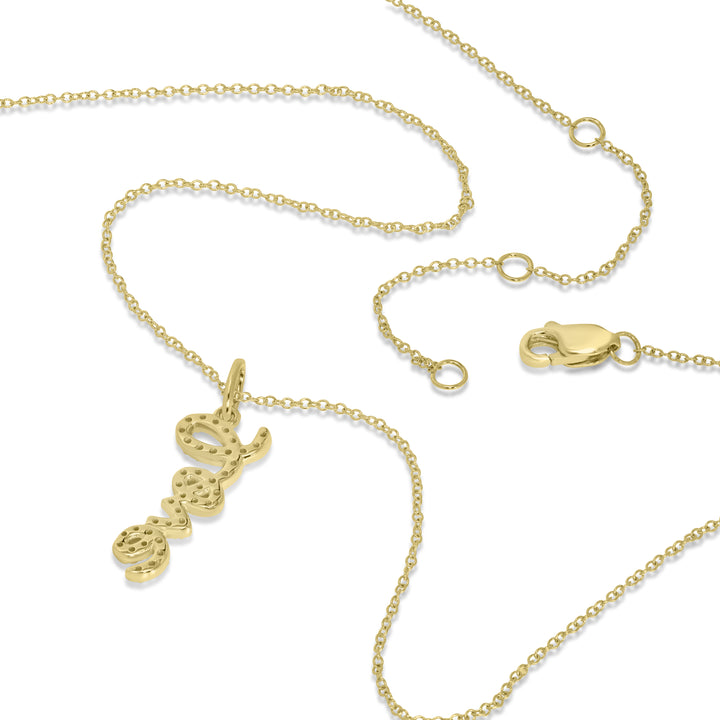 0.19 Cts White Diamond "LOVE" Pendant in 14K Yellow Gold