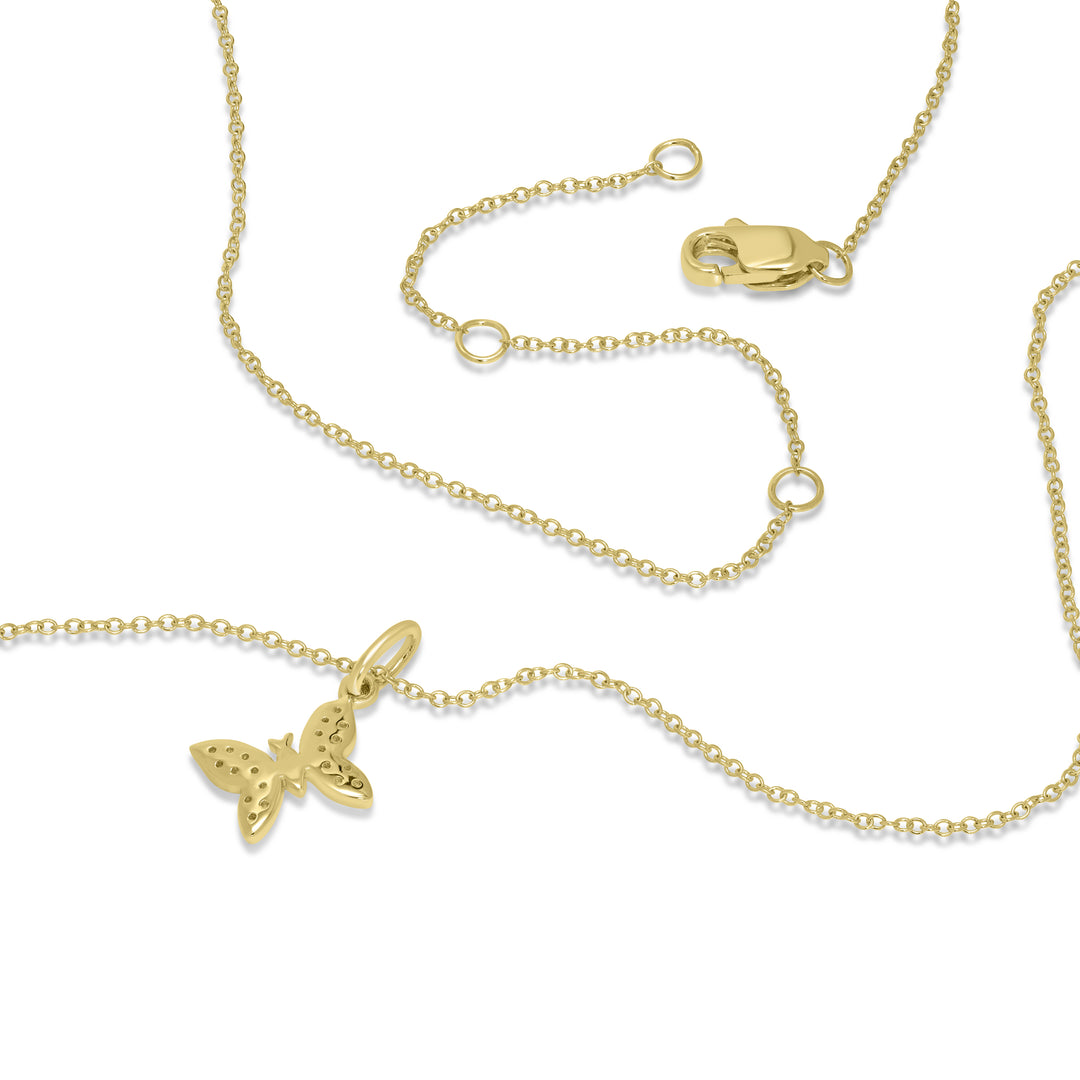 0.08 Cts White Diamond BUTTERFLY Pendant in 14K Yellow Gold