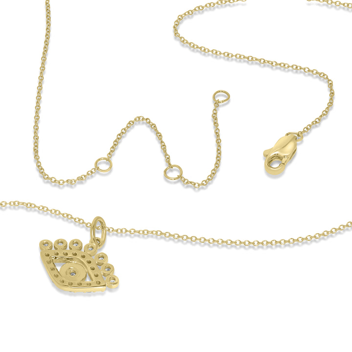 0.19 Cts White Diamond EYE Pendant in 14K Yellow Gold