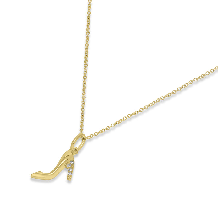 0.02 Cts White Diamond HEEL Pendant in 14K Yellow Gold