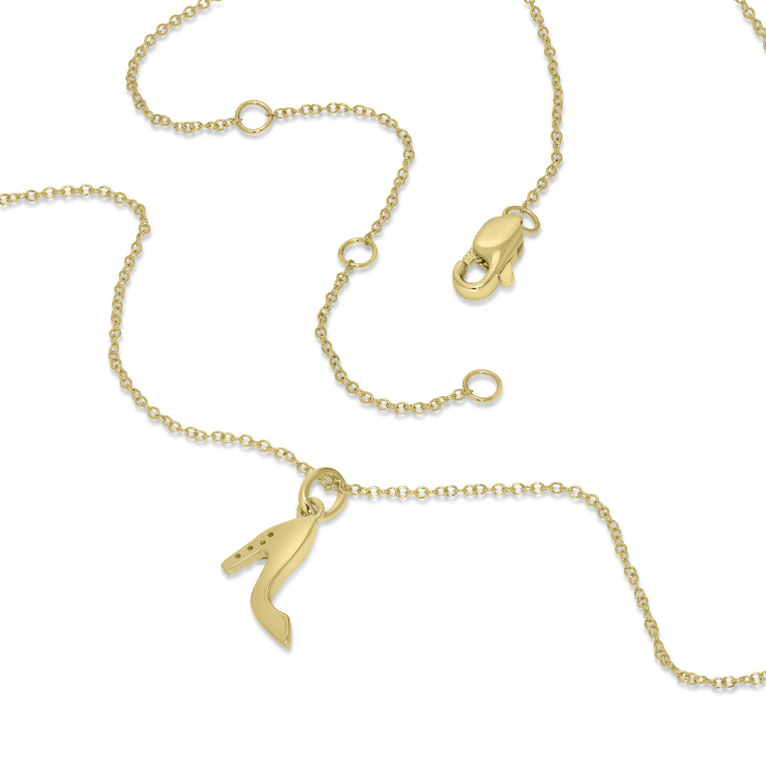 0.02 Cts White Diamond HEEL Pendant in 14K Yellow Gold