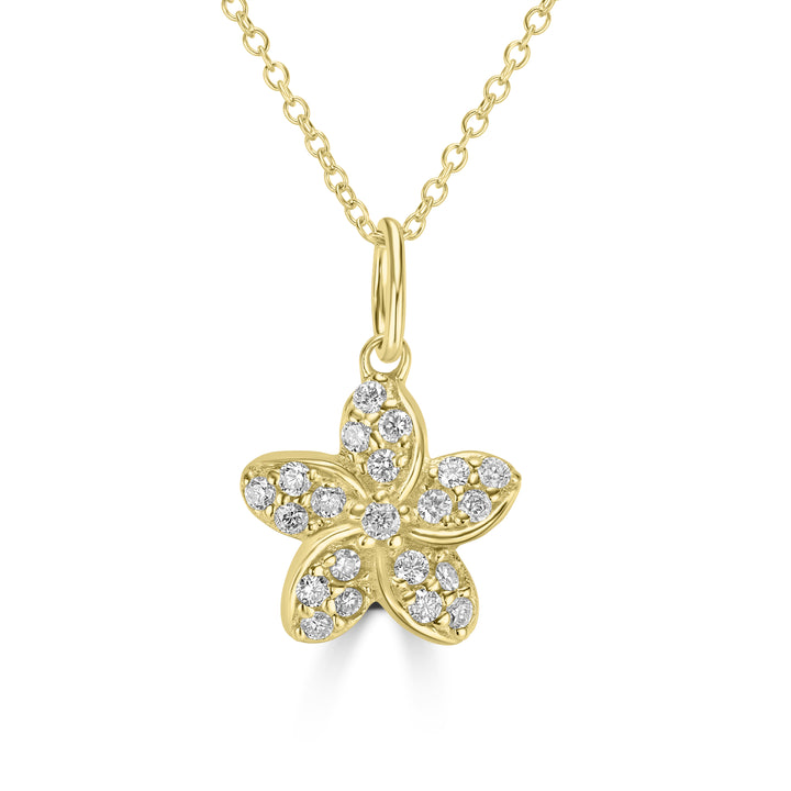 0.16 Cts White Diamond Pendant in 14K Yellow Gold