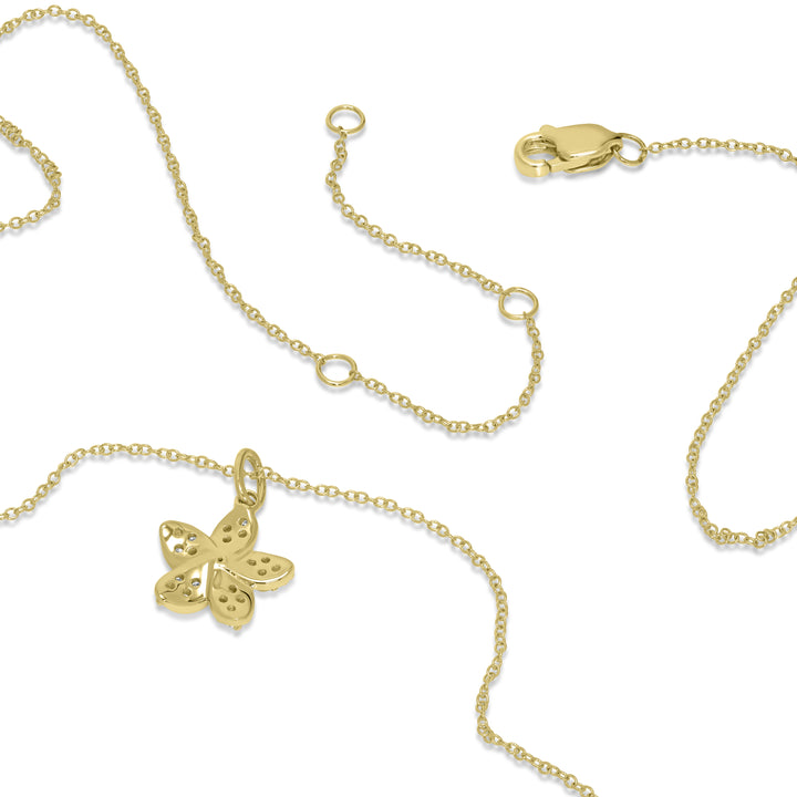 0.16 Cts White Diamond PLUMERIA Pendant in 14K Yellow Gold