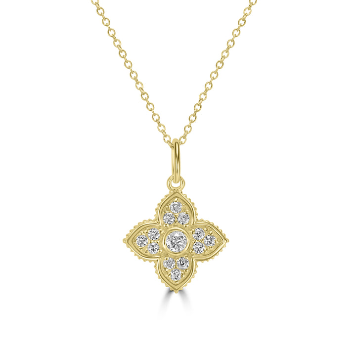 0.22 Cts White Diamond Pendant in 14K Yellow Gold