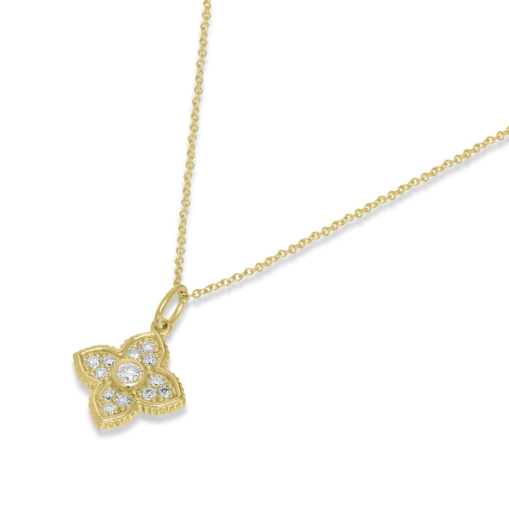 0.22 Cts White Diamond Pendant in 14K Yellow Gold