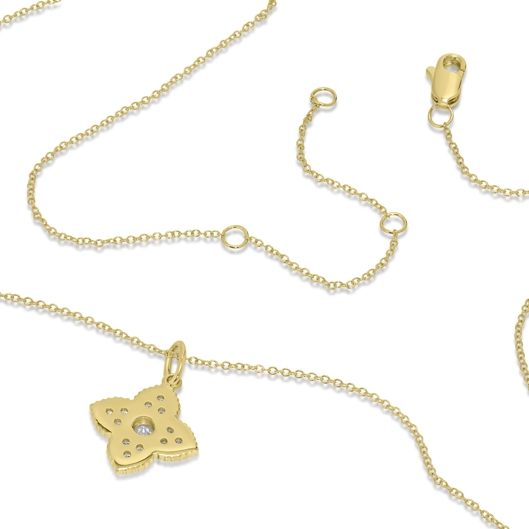 0.22 Cts White Diamond FLOWER Pendant in 14K Yellow Gold
